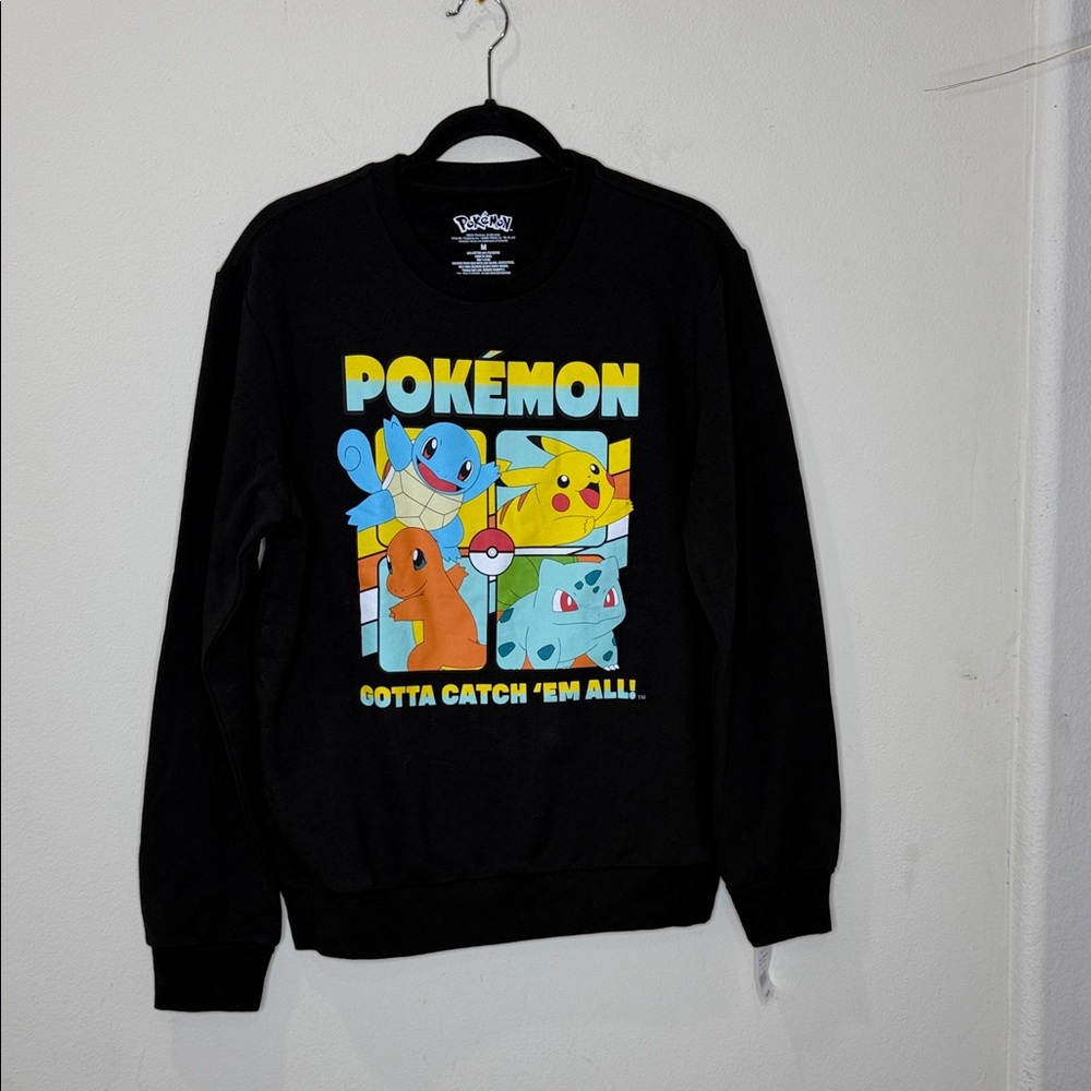 Pokémon Black Crewneck Sweatshirt - Classic Starter Characters